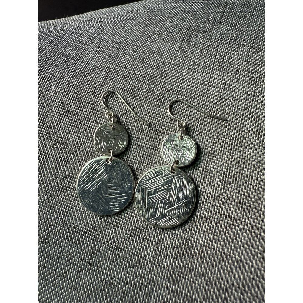 Dangle Drop Earrings Silver Tone Pierced Minimalist Boho Career Beach Festival